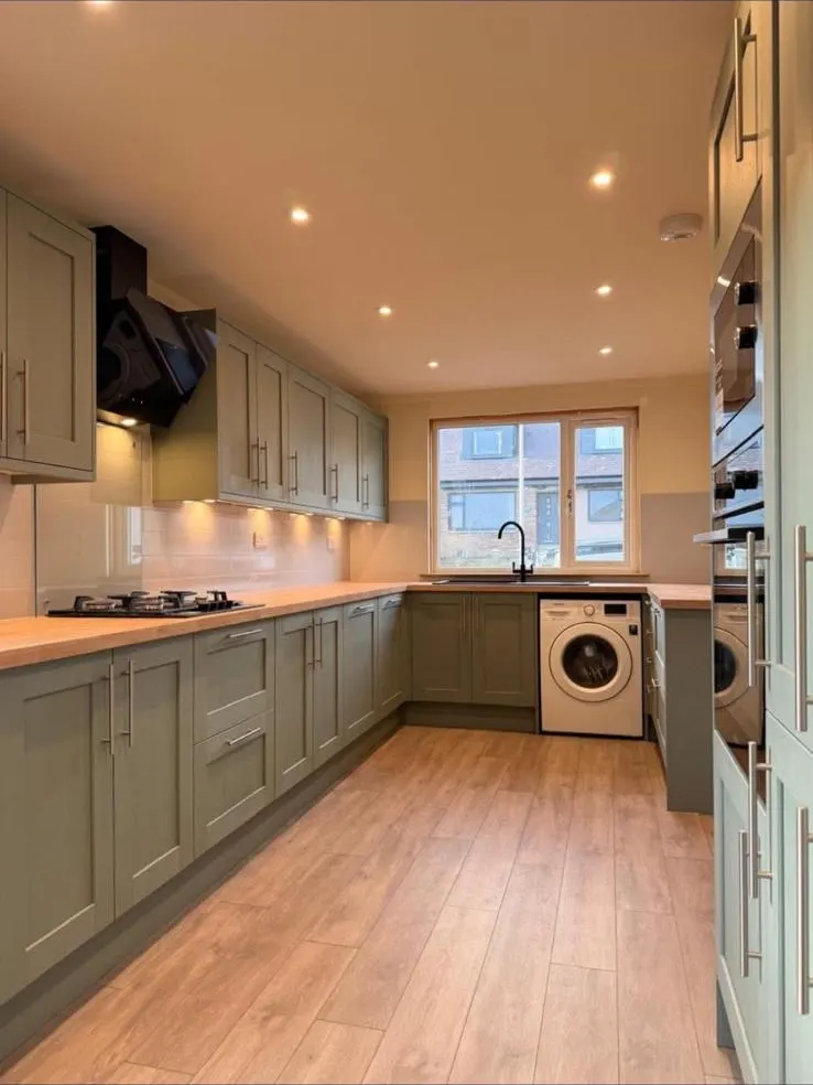 Downlights in a completed kitchen fit-out