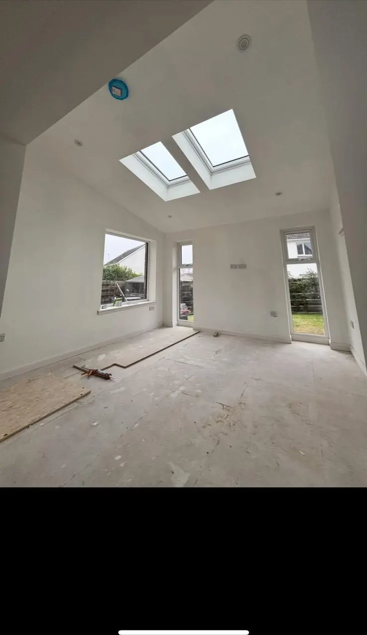 First-fix wiring in a vaulted extension with rooflights