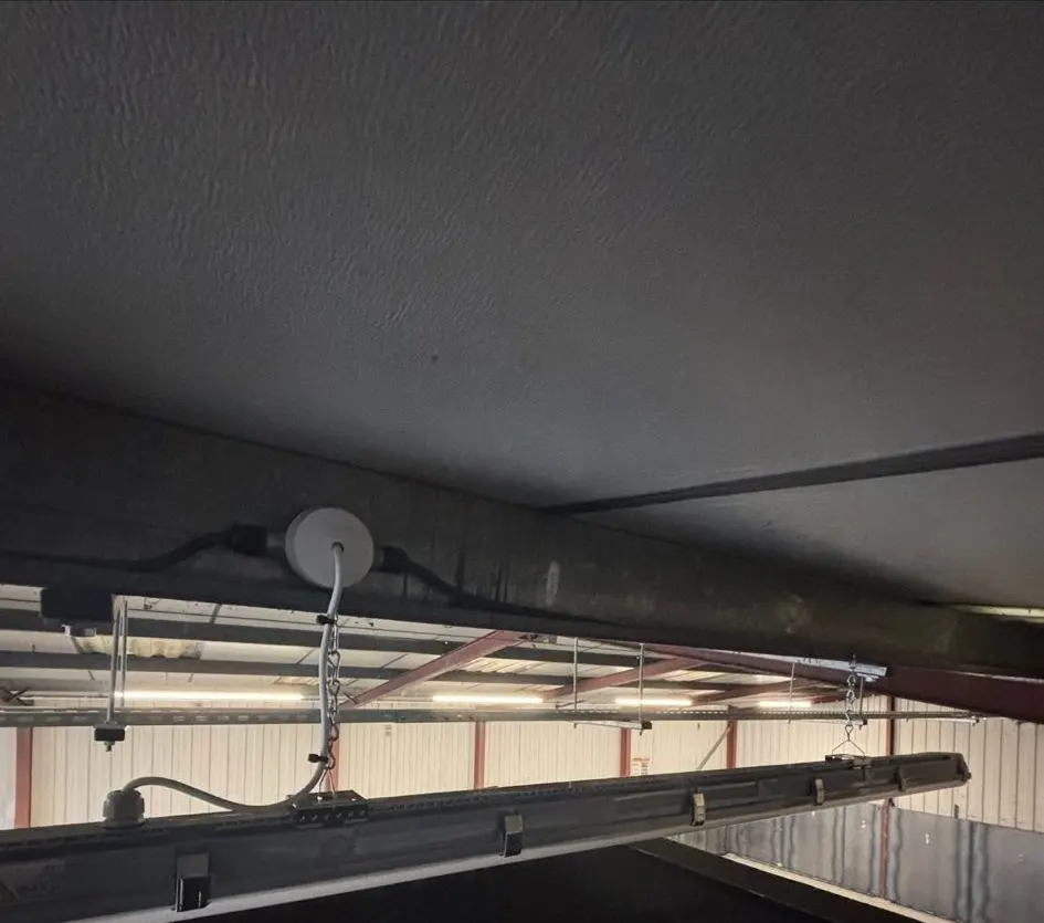 Suspended LED batten in an industrial unit